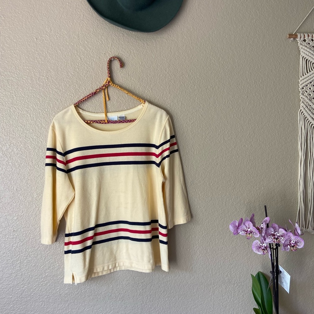 Vintage yellow with blue and red striped shirt- size XL - brand : Bobbie brooks